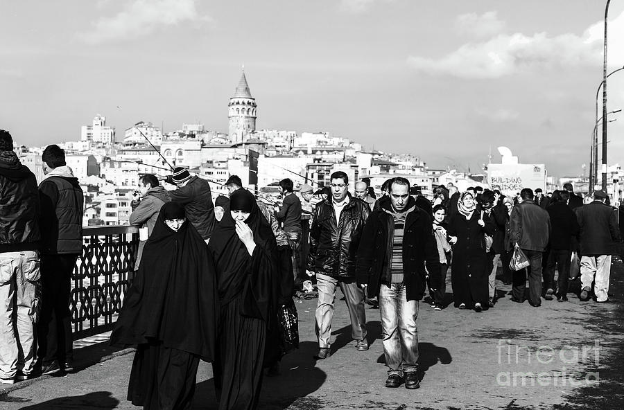 Crowded Galata Bridge in Istanbul Photograph by John Rizzuto