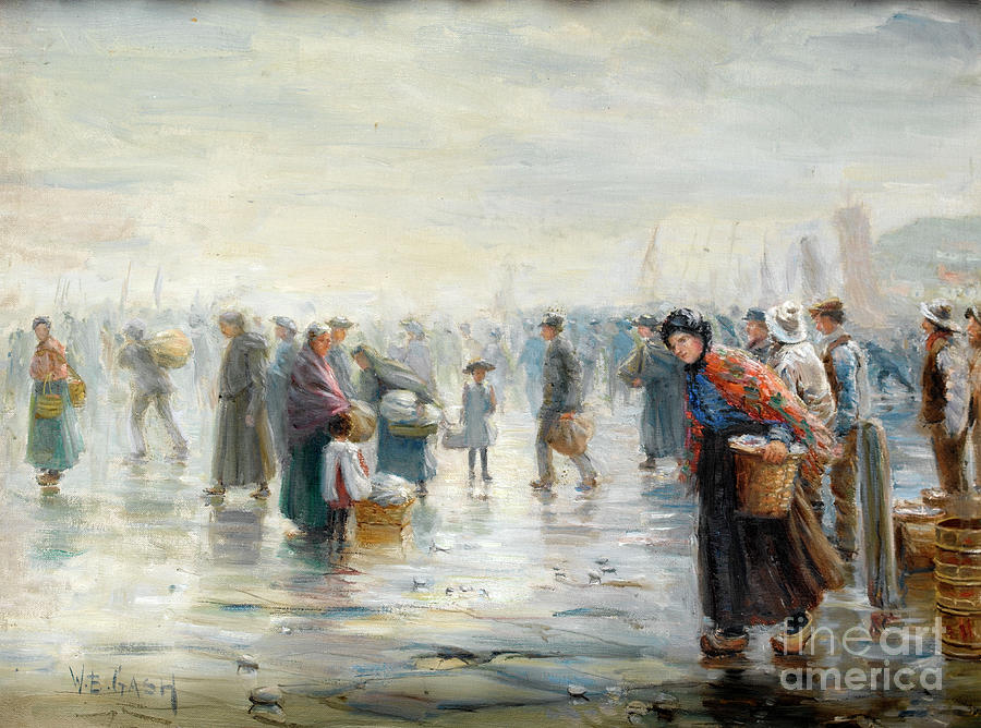 Crowds On A Wet Day Painting by Walter Bonner Gash