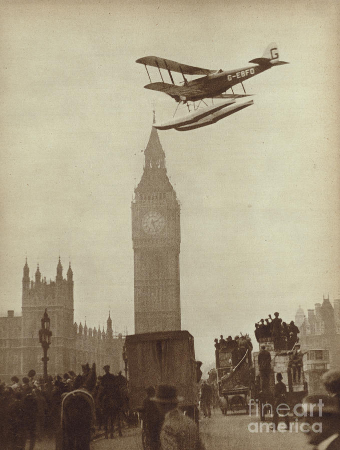 Crowds On Westminster Bridge Watching British Aviator Alan Cobham Land On The Thames After Completing His Flight To Australia And Back, 1926 Photograph by English Photographer