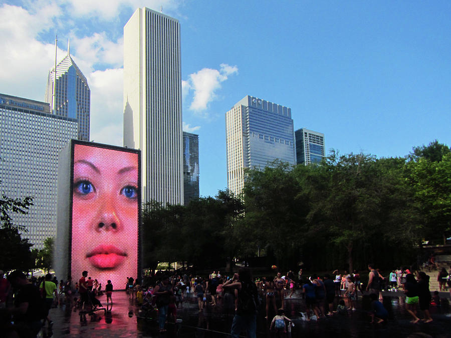 Crown Fountain Face Art Chicago Photograph by Marilyn Hunt