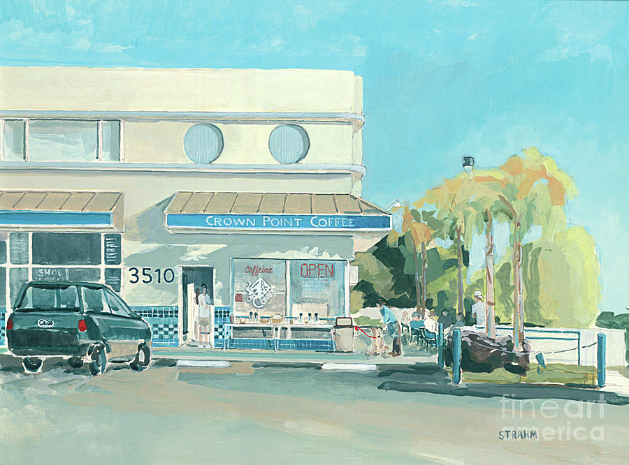 Crown Point Coffee Pacific Beach San Diego California Painting by Paul Strahm