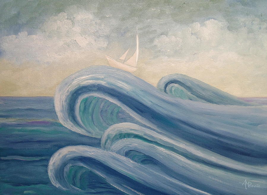 Crowning The Waves Painting by Angeles M Pomata