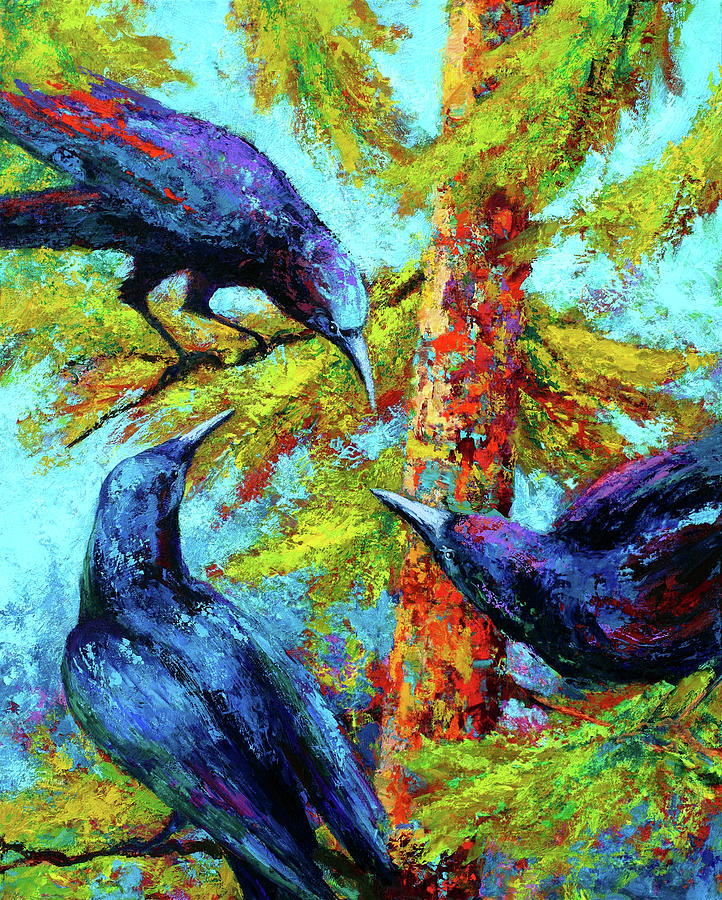 Bird Painting - Crows 2 by Marion Rose