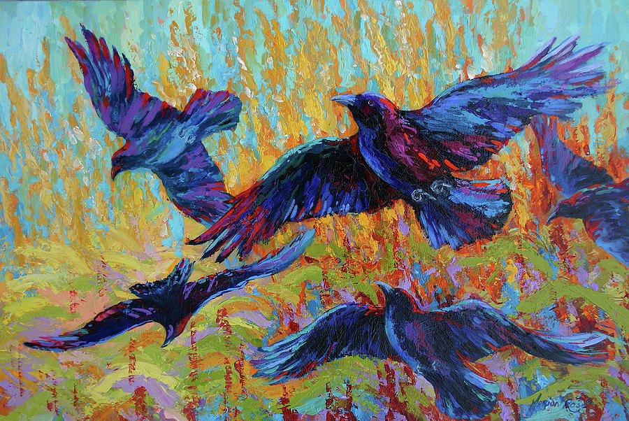 Bird Painting - Crows 6 by Marion Rose