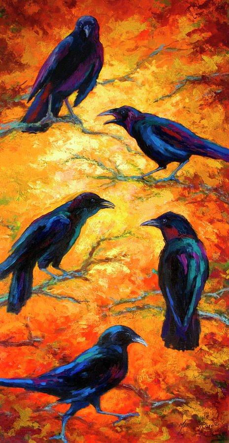 Birds Painting - Crows 9 by Marion Rose