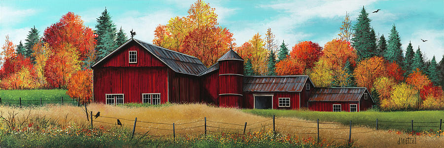 Barn Painting - Crows N Color by Debbi Wetzel