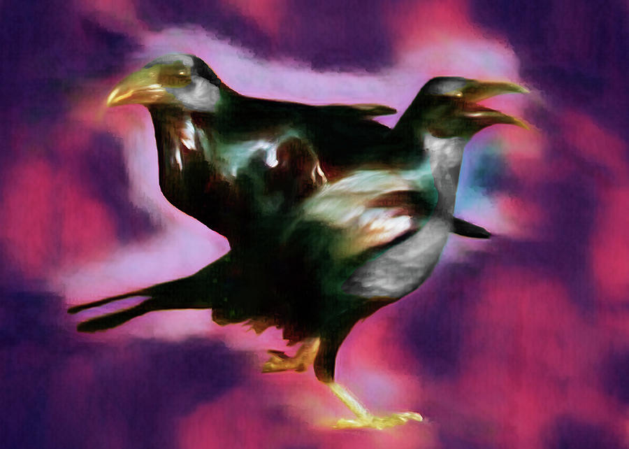 Crows On The Block Mixed Media by Joseph Hollingsworth