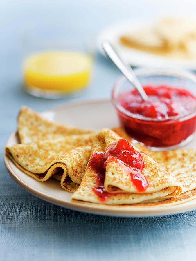 Crpes With Strawberry-wild Strawberry Jam Photograph by Roulier-turiot