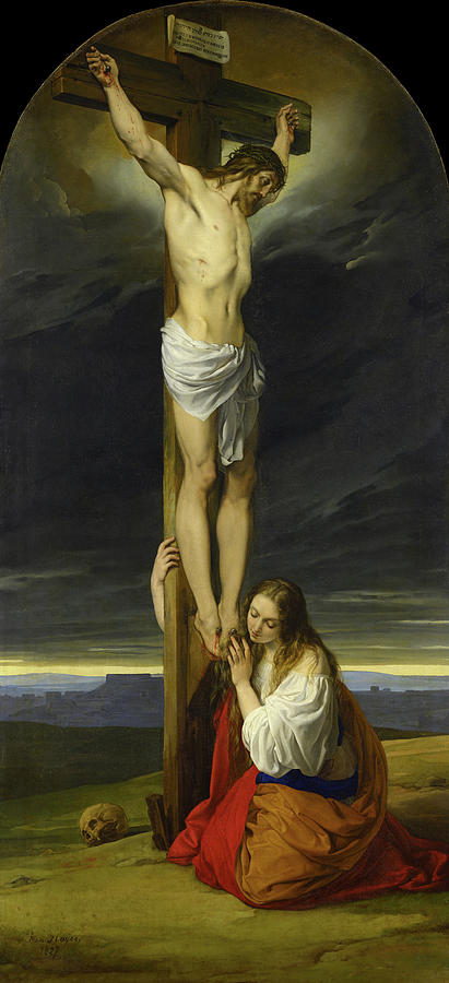 Francesco Hayez Painting - Crucifixion with Mary Magdalene Kneeling and Weeping, 1827 by Francesco Hayez
