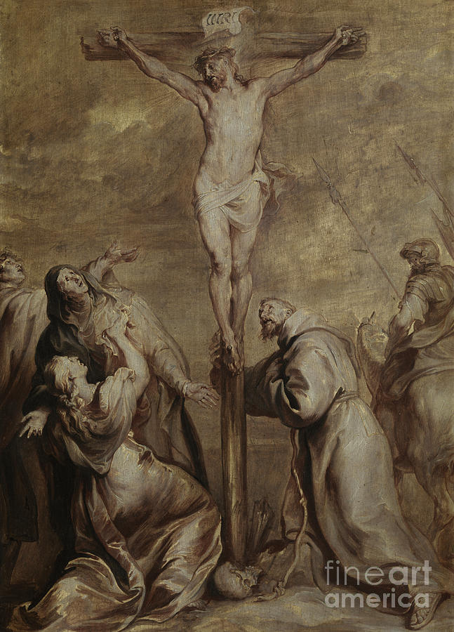 Crucifixion with Saint Francis Painting by Anthony van Dyck