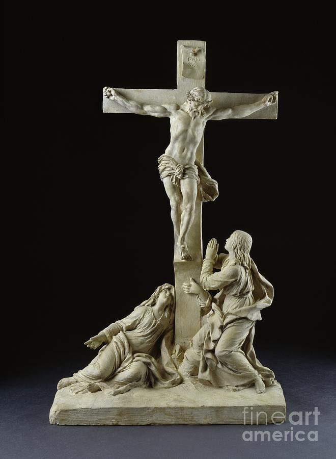 Crucifixion, With The Virgin Mary And Saint John The Evangelist, 1785 Terracotta Photograph by Claude Michel Clodion