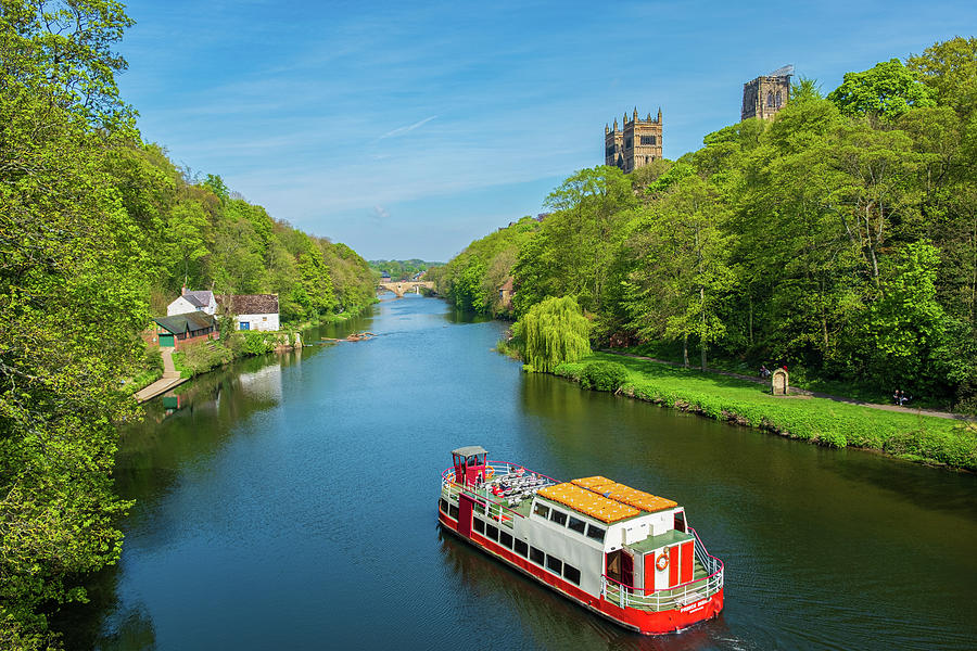 Cruise boat along River Wear on a beautiful spring day Photograph by Iordanis Pallikaras