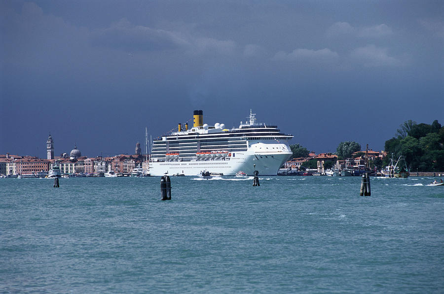 Cruise Liner Sailing Into Harbour, Costa Atlantica, Venice, Italy Photograph by Martin Kreuzer