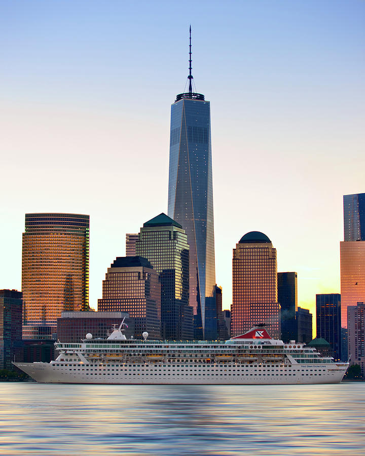 Cruise Ship & Freedom Tower, Nyc Digital Art by Massimo Ripani