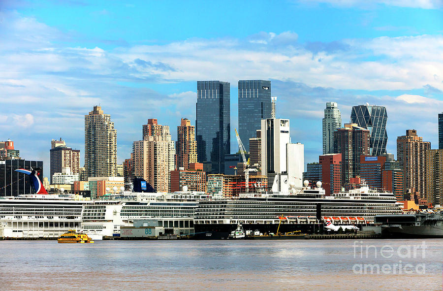 Cruise Ships Docked in New York Harbor Photograph by John Rizzuto