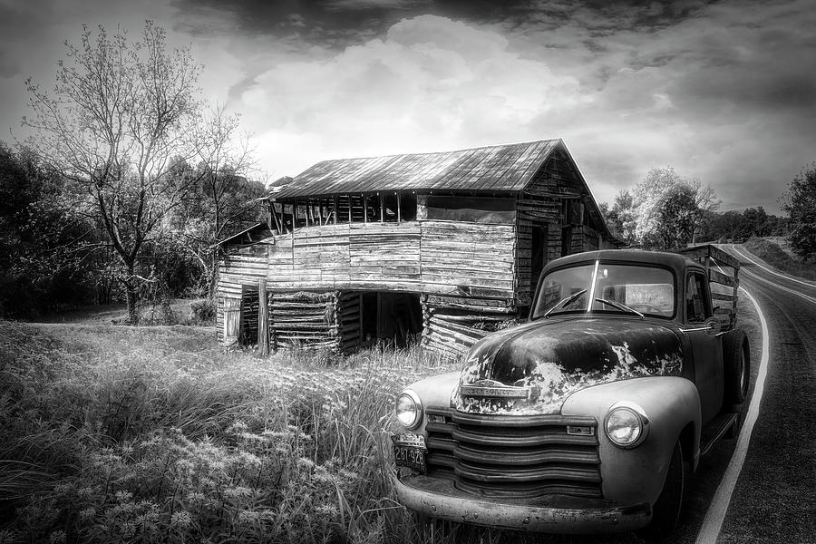 Cruising the Country Roads Black and White Photograph by Debra and Dave Vanderlaan