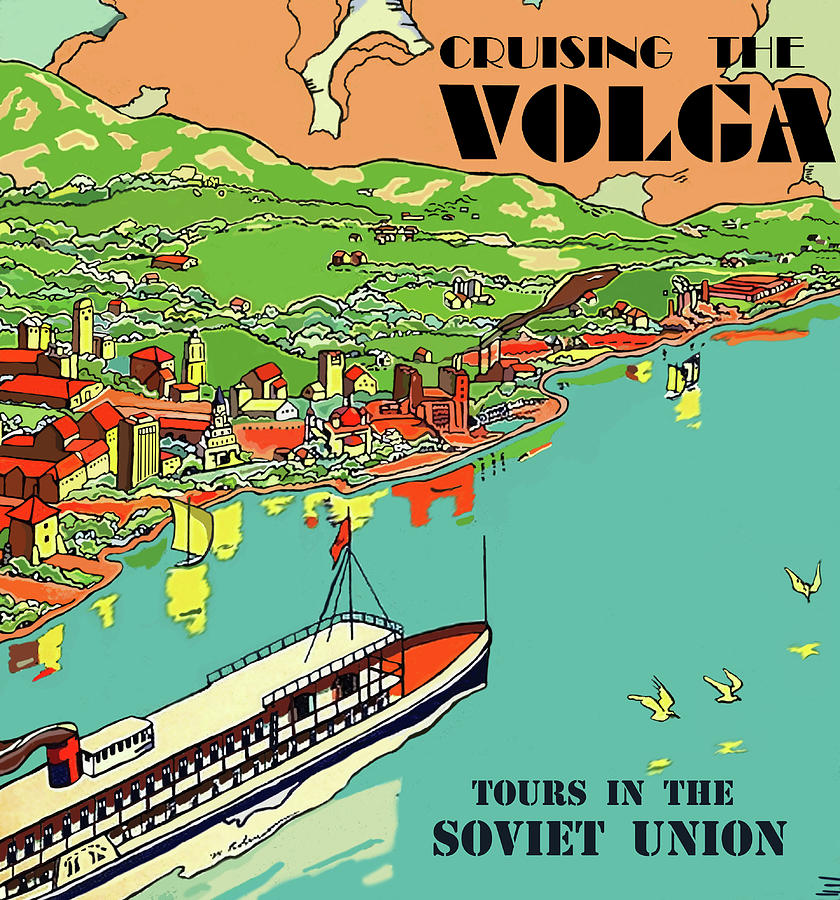 Vintage Painting - Cruising the Volga, Soviet Union tours by Long Shot