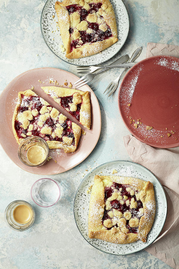 Crumble Galettes With Cherries Photograph by Ulrike Holsten / Stockfood Studios