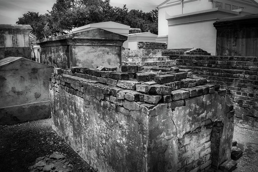 Crumbling Tomb In Black and White Photograph by Greg and Chrystal Mimbs