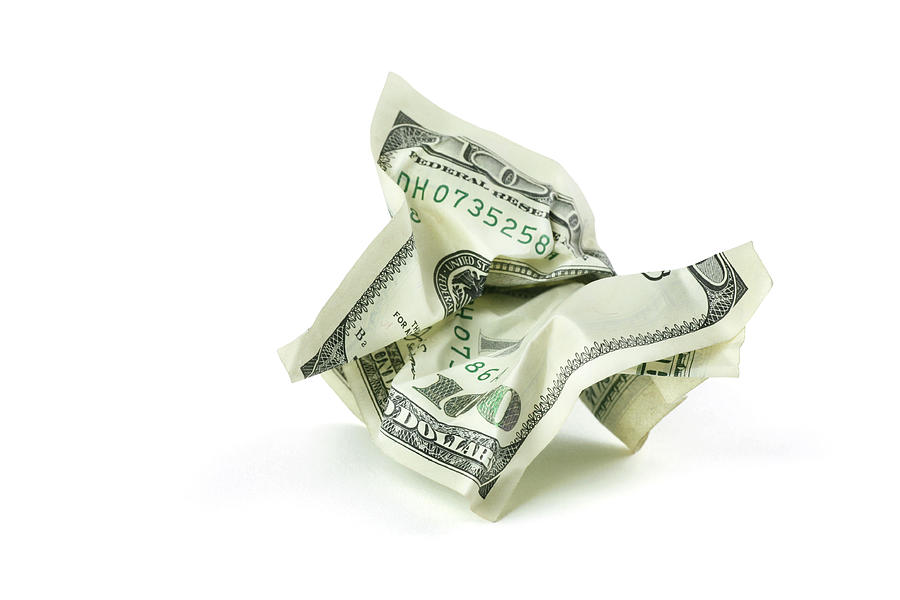 Crumpled Money With Clipping Path Photograph by Georgepeters