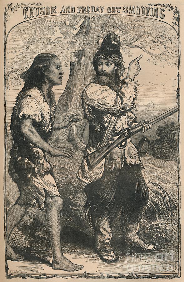 Crusoe And Friday Out Shooting Drawing by Print Collector