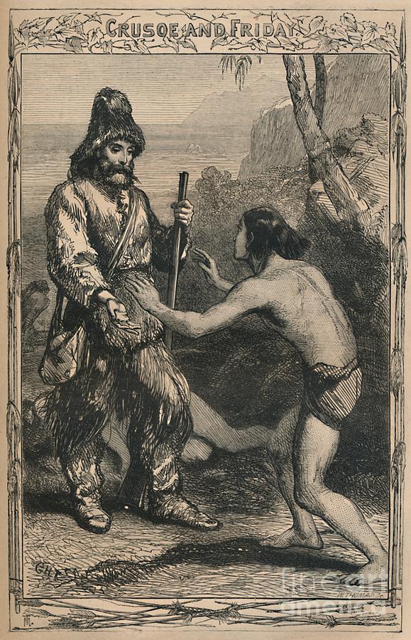Crusoe And Friday Drawing by Print Collector