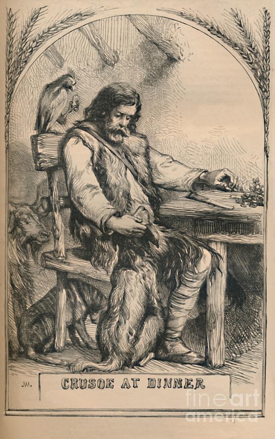Crusoe At Dinner Drawing by Print Collector