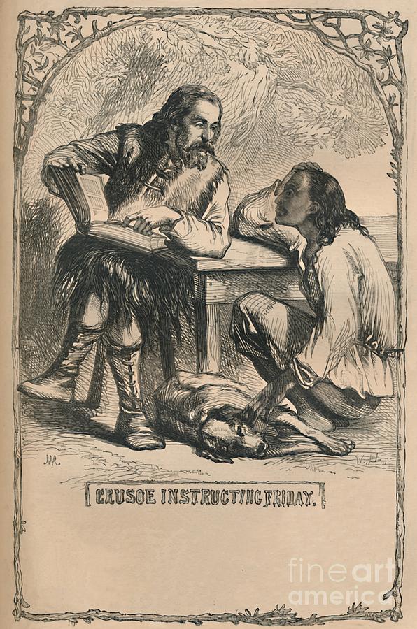 Crusoe Instructing Friday Drawing by Print Collector