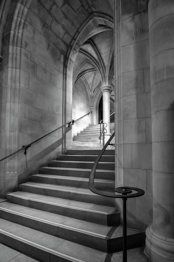 Crypt Stairs Black and White Photograph by Harriet Feagin