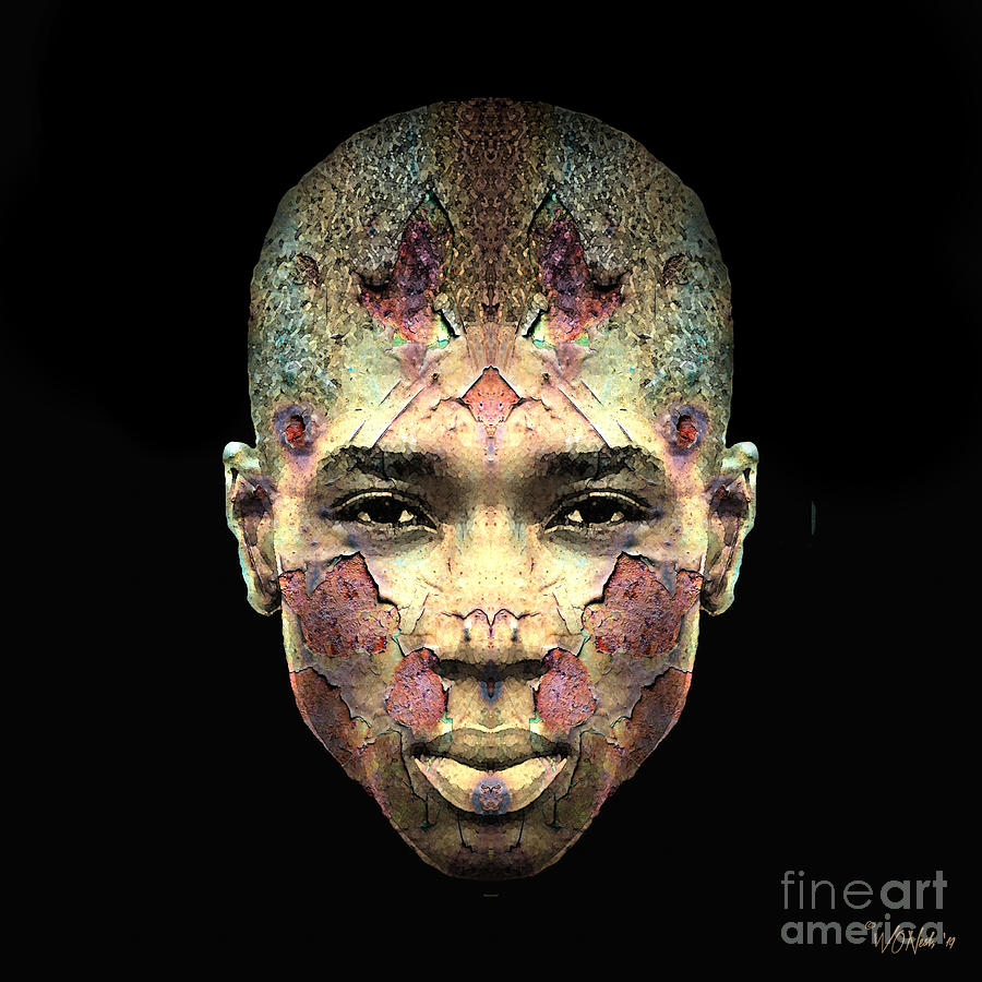 Portrait Digital Art - Cryptofacia 160 - Calvin by Walter Neal