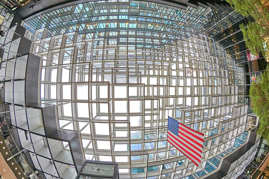 Minneapolis Photograph - Crystal Court ceiling in Minneapolis IDS Center by Jim Hughes