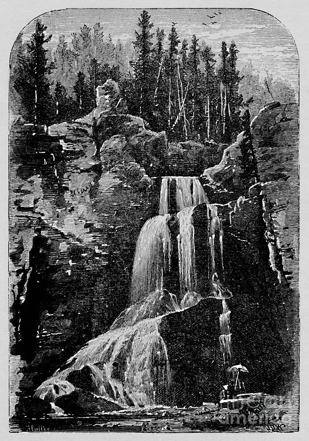 Crystal Falls Drawing by Print Collector