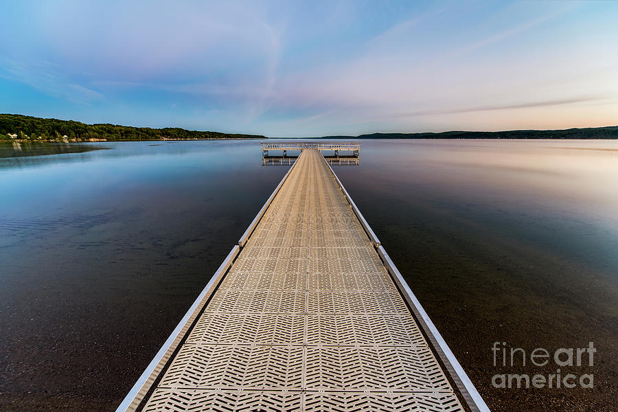 Lake Michigan Photograph - Crystal Lake Public Dock in Morning by Twenty Two North Photography