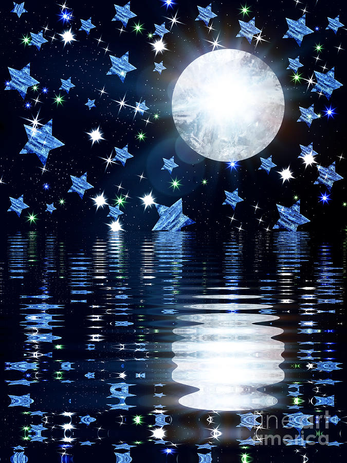 Crystal Moon River Digital Art by Rachel Hannah