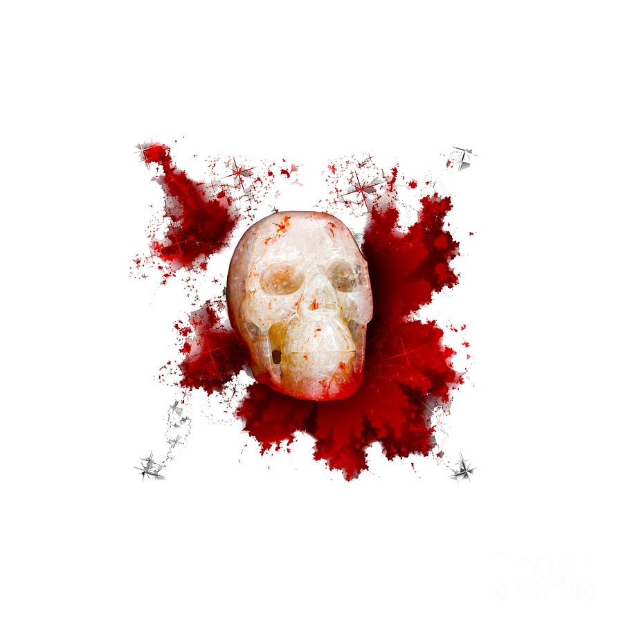 Halloween Photograph - Crystal Skull with red on Transparent background by Terri Waters