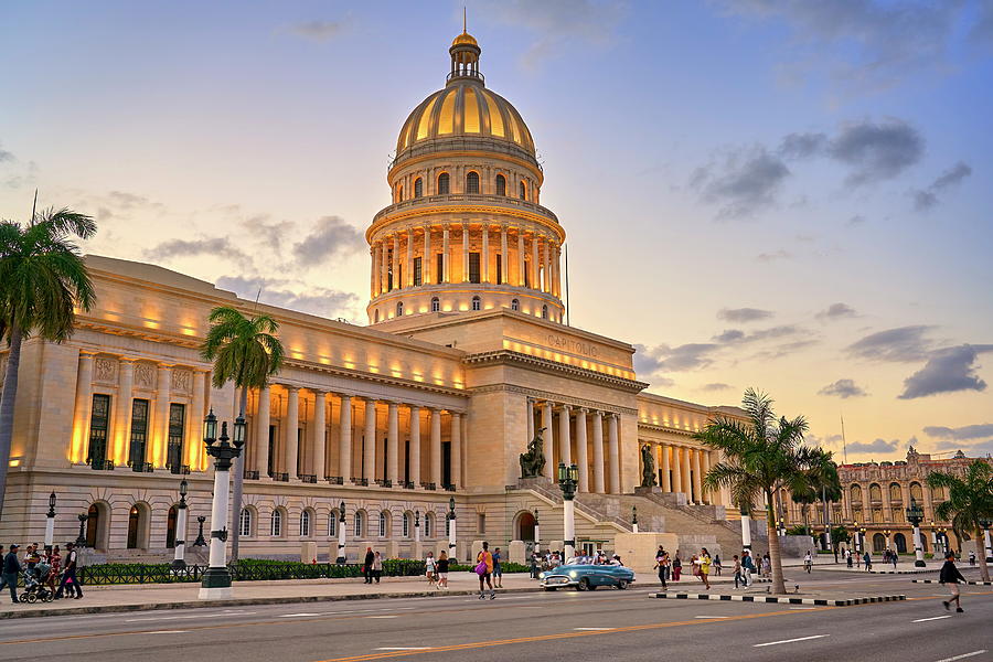 Image Digital Art - Cuba, Havana Province, Havana, Centro Habana, El Capitolio, The National Capitol Building At Dusk by Jan Wlodarczyk