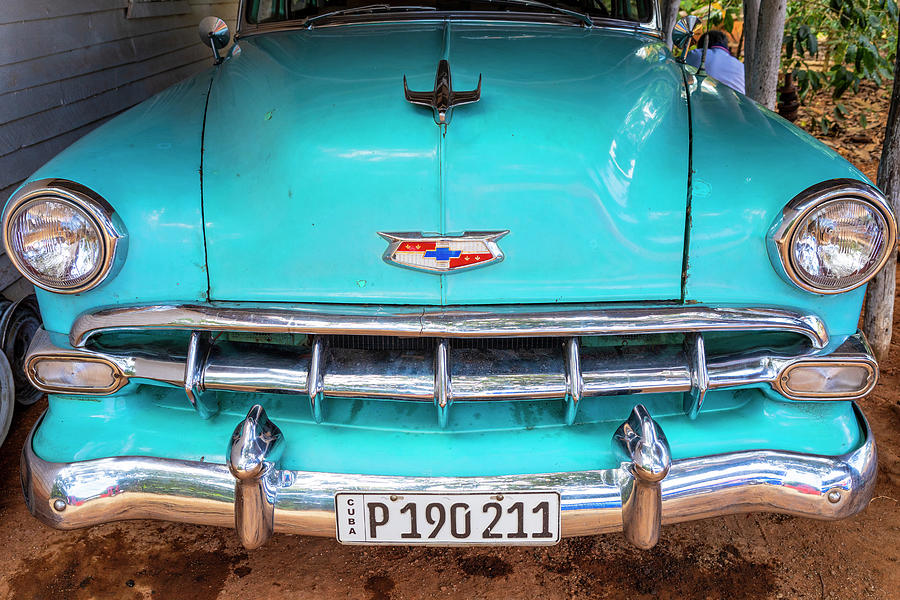 Cuba, Pinar Del Rio Province, Vinales, Caribbean, Antilles, Greater Antilles, Detail Of A Vintage Car Digital Art by Kav Dadfar