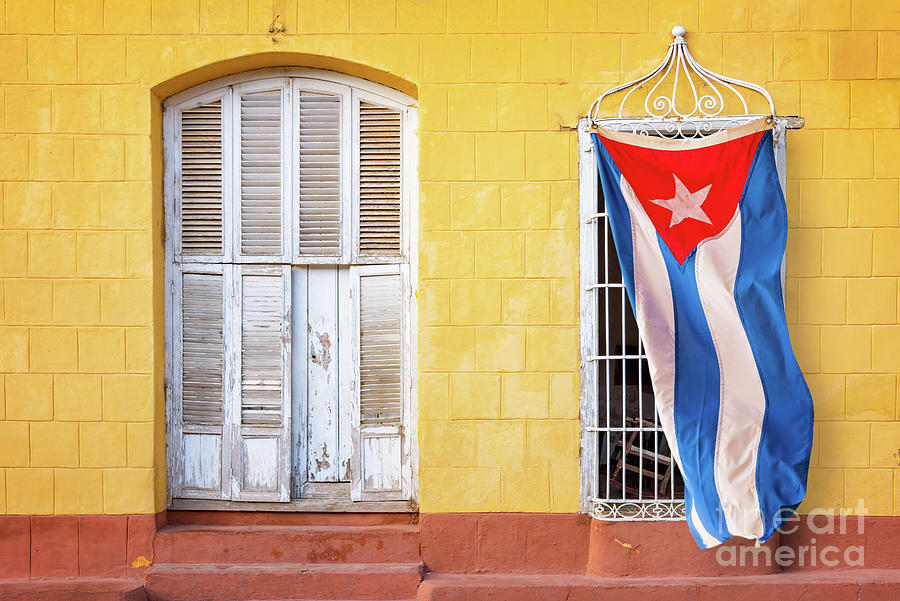 Cuban flag in Trinidad Photograph by Delphimages Cuba Photography