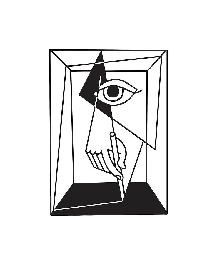 Abstract Drawing - Cubist Eye and Hand by CSA Images
