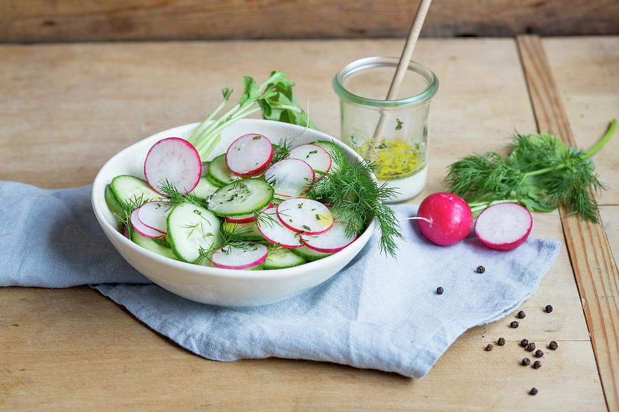 Cucumber And Radish Salad Photograph by Claudia Timmann