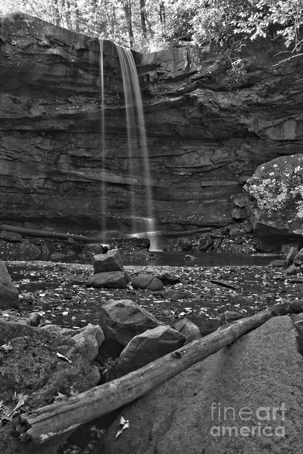 Cucumber Falls Fall Portrait Black And White Photograph by Adam Jewell