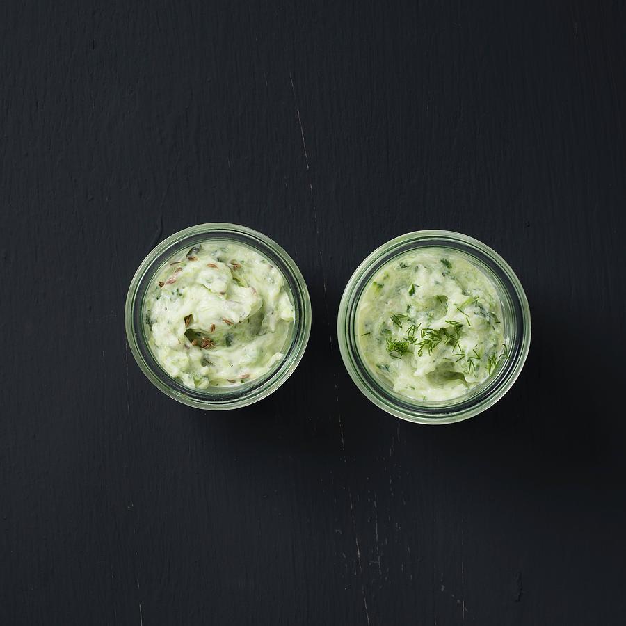 Cucumber Raita And Tzatziki In Small Bowls Photograph by Great Stock!