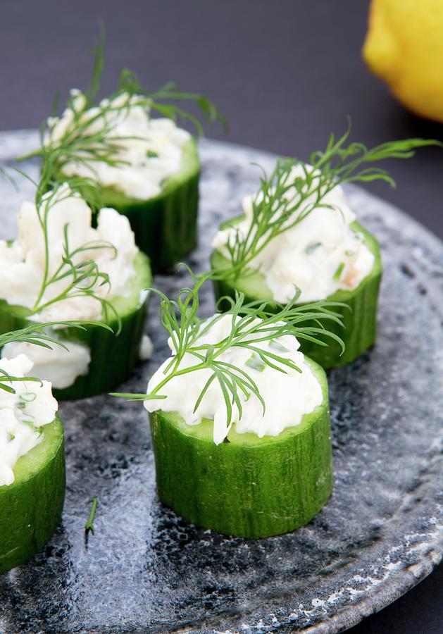 Cucumber Stuffed With Zander Mousse And Dill Photograph by Lene-k