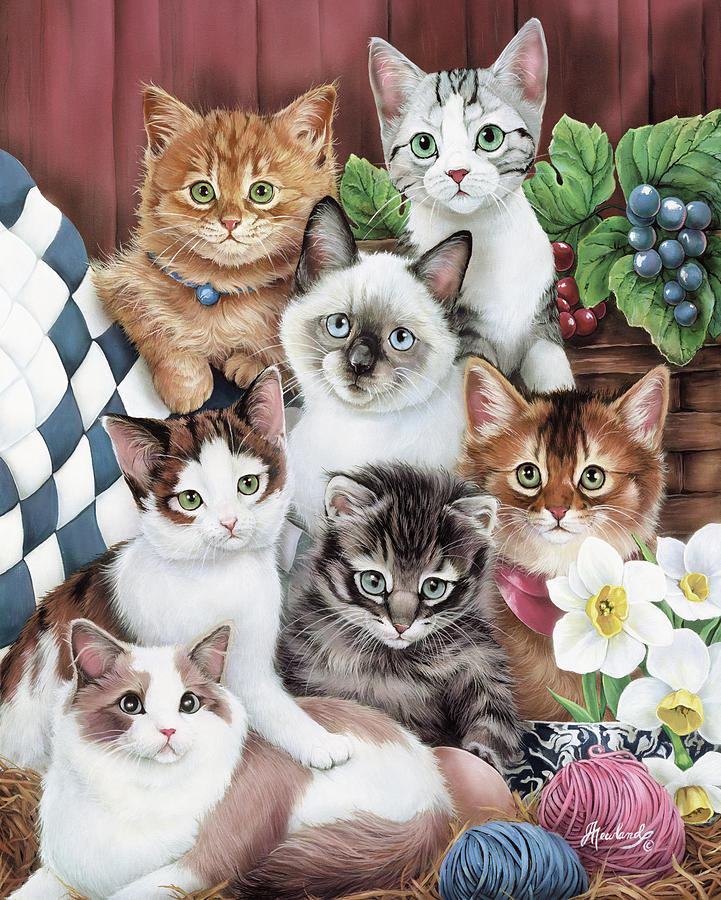 Animal Painting - Cuddly Kittens by Jenny Newland
