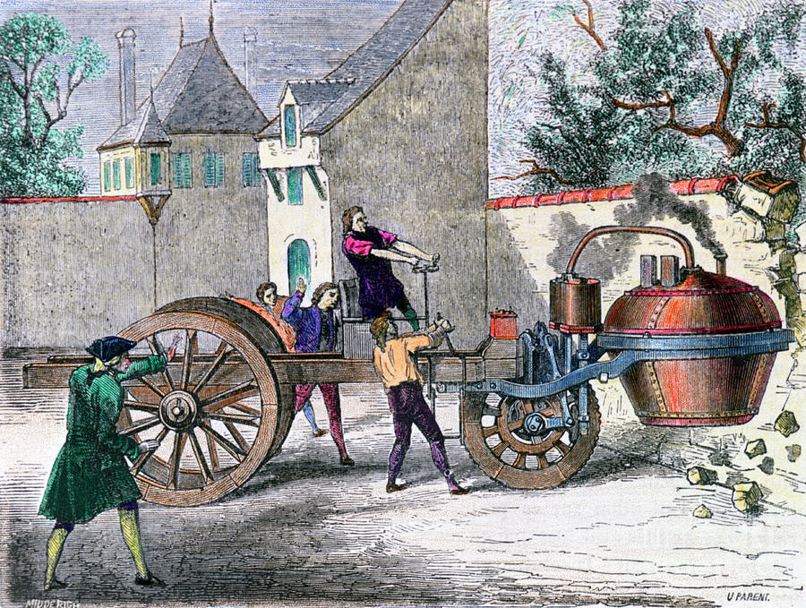 Cugnots Steam Wagon, 19th Century Drawing by Print Collector