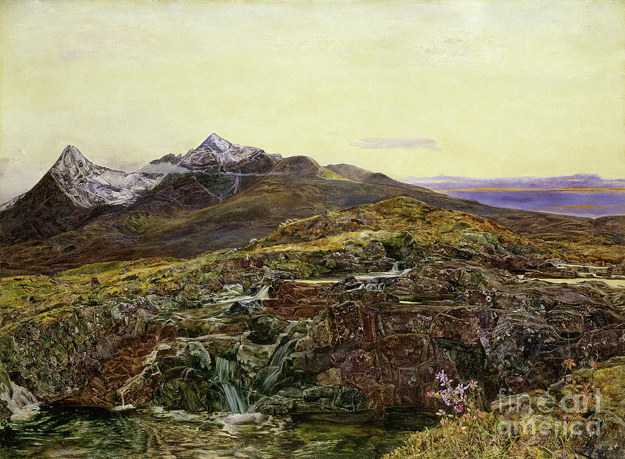 John William Inchbold Painting - Cuillin Ridge, Skye From Sligechan, 19th Century Oil On Canvas by John William Inchbold