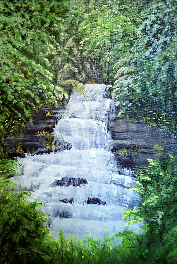 Cullasaja Falls Painting by Sharon Williams Eng
