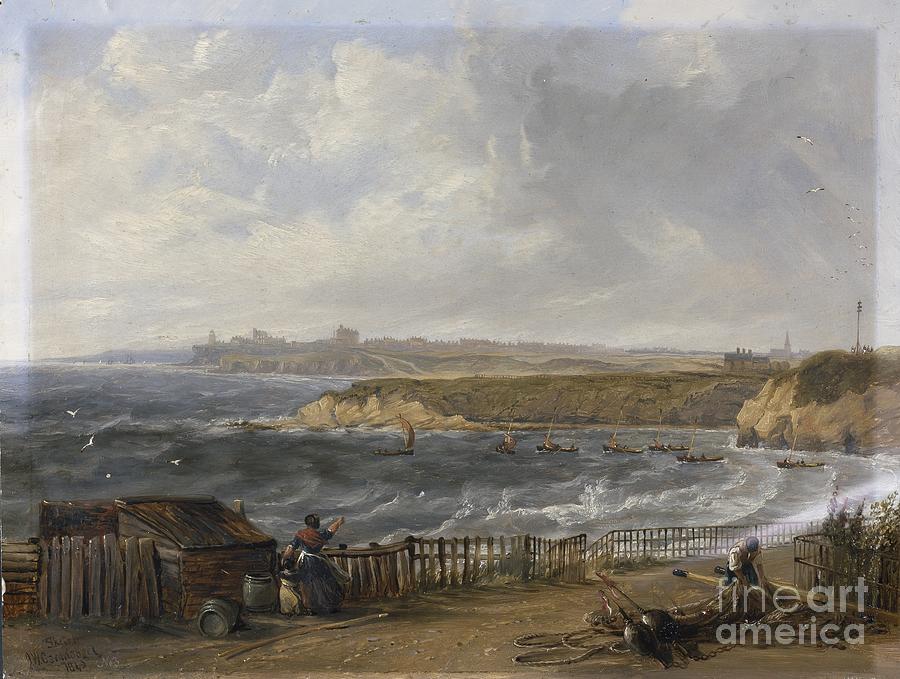 Cullercoats Looking Towards Tynemouth - Flood Tide, 1845 Painting by John Wilson Carmichael