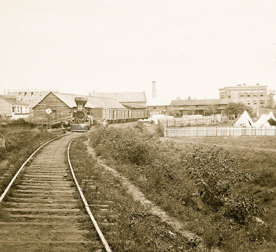 Culpeper Court House, Va. Freight train on Orange and Alexandria Railroad Painting by Culpeper Court House, Va. Freight train on Orange and Alexandria Railroad Painting by