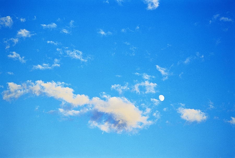 Cumulus Clouds And Moon Photograph by Jeremy Walker